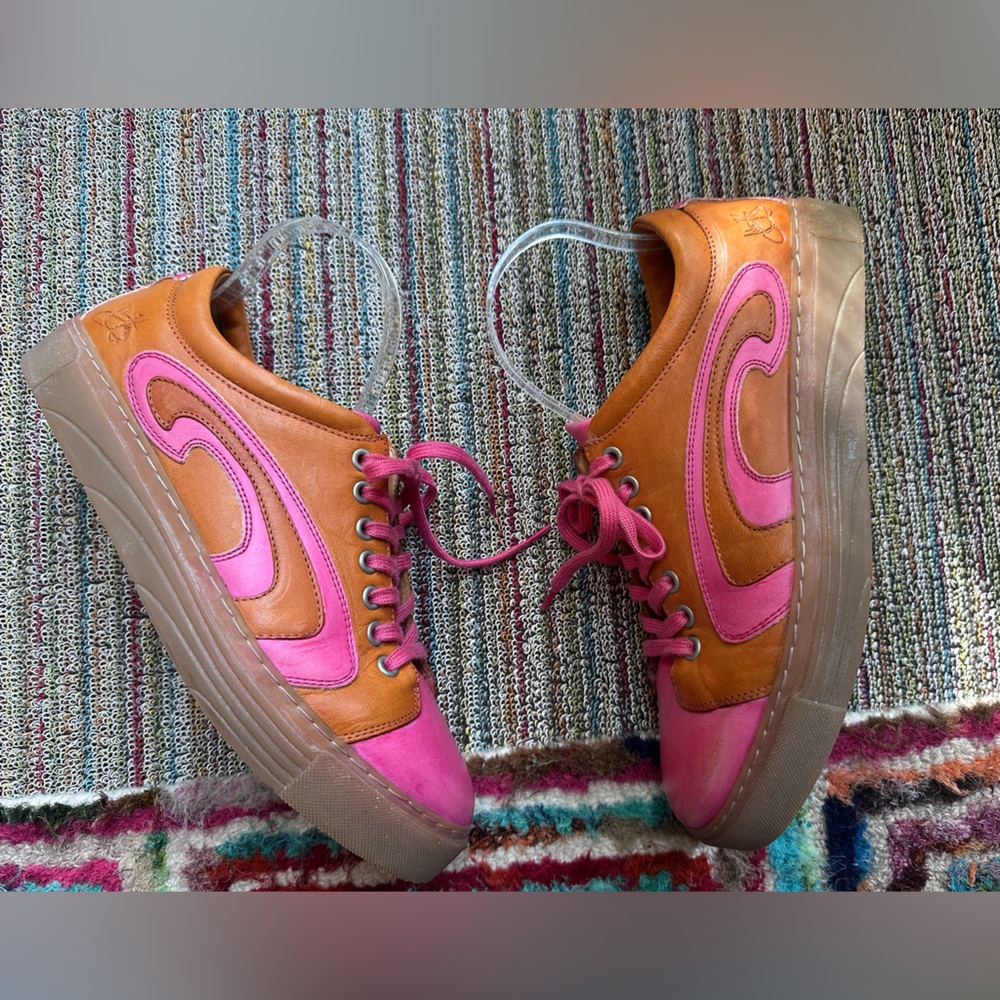SOLD!! Fluevog  LoPro Fakie pink/orange swirl leather sneaker-M9/W11 (fits LG) - Picture 8 of 16